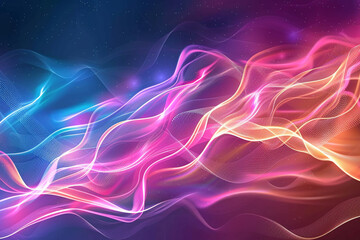 Fototapeta premium Technology digital wave background of futuristic energy design colours flow graphic light modern science wallpaper illustration.