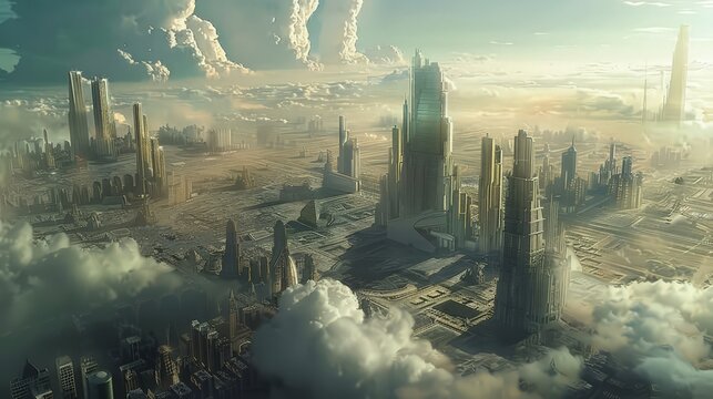 Futuristic Cityscape at Sunset