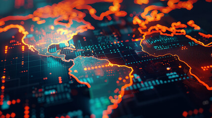 digital map of the world, digital data internet connectivity, online network users, business 