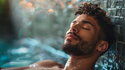 A man in a luxury spa suite relaxing during a bespoke aromatherapy session.