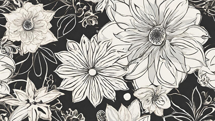 Monochrome Elegance: Intricate Floral Design in Grayscale