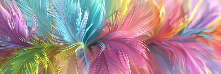 Obraz premium colorful feathers, overlapping and swirling in the air, generative AI