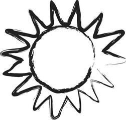 Sun paint brush set. Drawing style
