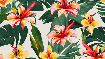 A Seamless Pattern With Exotic Tropical Flowers