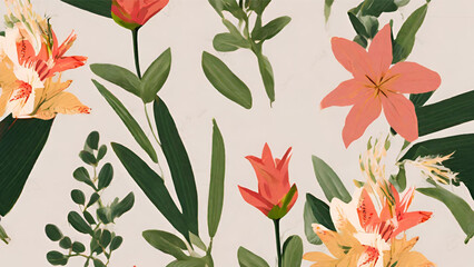 A Seamless Pattern With Exotic Spring Floral