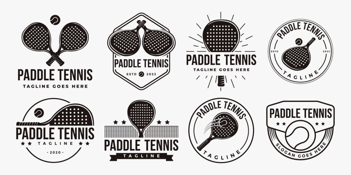 Set of Vintage Paddle Tennis logo icon vector on white background - Powered by Adobe
