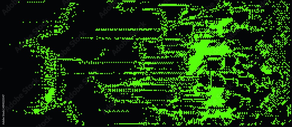 Leinwandbilder abstract glitchy background with random pixel noise. vector illustration in green and black colors.