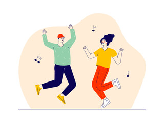 Young couple dancing in happiness. Happiness vector illustration