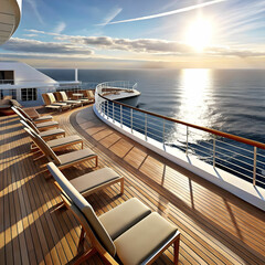 Fototapeta premium deck of a luxury cruise ship with deck chairs