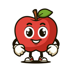 apple fruit cartoon kawaii vector illustration template design. cute cartoon character.