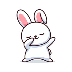 cute rabbit dabbing pose cartoon kawaii vector illustration template design. cute cartoon character.
