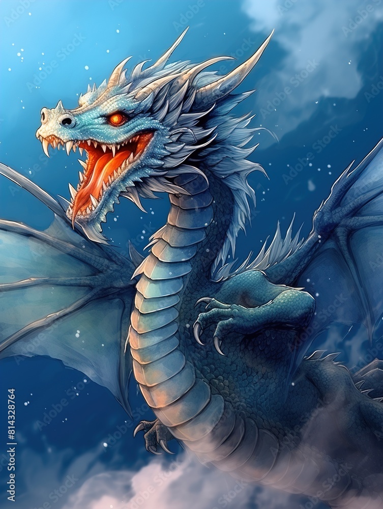 Poster dragon in the water