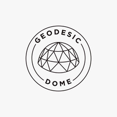 Simple Emblem Badge Geodesic dome logo icon vector on white background © DOMHOUZE