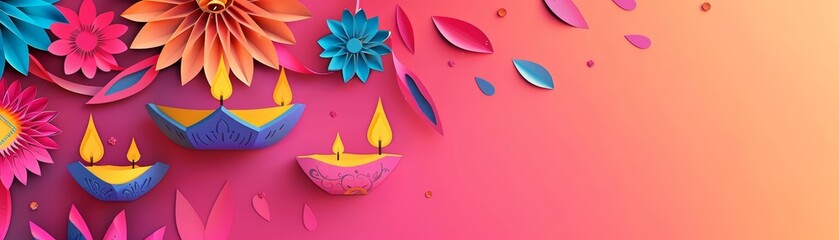 Obraz premium Paper art style of a traditional Diwali celebration