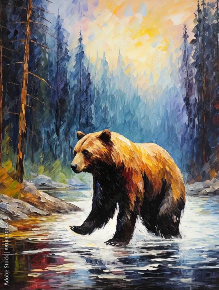 Poster brown bear in the lake