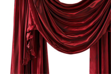 Red velvet theater curtain open for the show