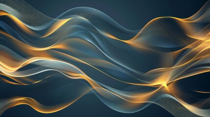 Abstract Blue and Gold Wave Lines Background with Copy Space