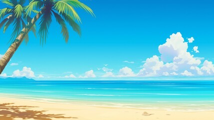 Obraz premium Serene tropical beach landscape with seashells and driftwood