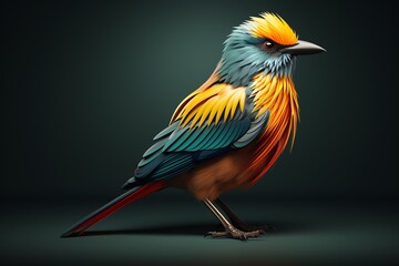 Fototapeta premium A beautiful, colorful bird with bright feathers perches on a branch.