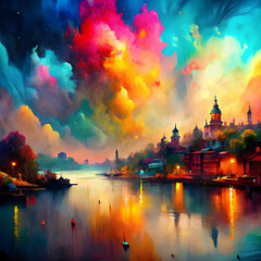 Obraz premium colorful sweet colors abstract background oil pain