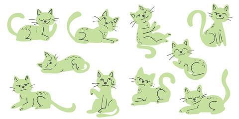 Obraz premium Cartoon cute cat pet cute hand drawn simple lines