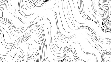 Black hand drawn wavy line drawing pattern. Minimalist wave outline curve background. Creative curve line wave texture background. 