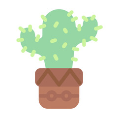 Cactus Icon With Flat Color Style
