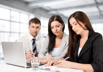 business manager helping coworkers employees teamwork in office