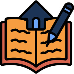 Homework Colored Outline Icon Design Vector