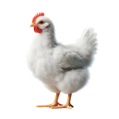 Fototapeta premium a white chicken, transparent background, animal set