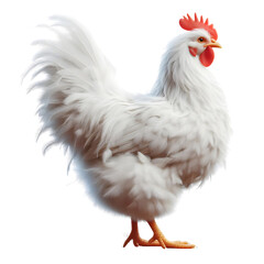 Fototapeta premium a white chicken, transparent background, animal set