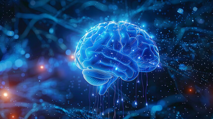 Fototapeta premium AI Neuronal Networks Synapses Connection Nervous System Link in the Brain: Neuro Medical Illustration 