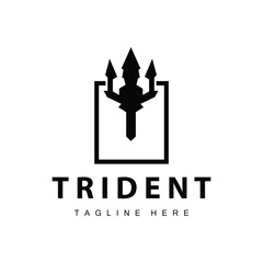 Trident logo design spear weapon vector sea king poseidon neptune symbol template