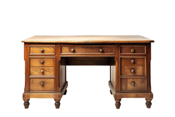 Isolated wooden table on transparent background, vintage style