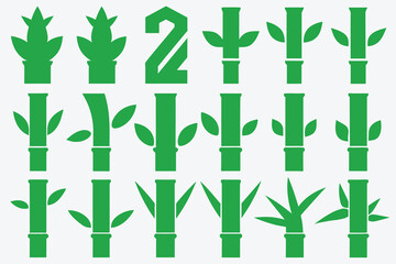 Set of bamboo icon Silhouette Design with white Background and Vector Illustration on white background