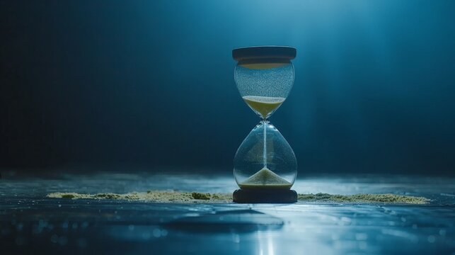 An hourglass, Cinematic photo of An hourglass representing reduced working time