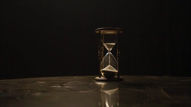 An hourglass, Cinematic photo of An hourglass representing reduced working time