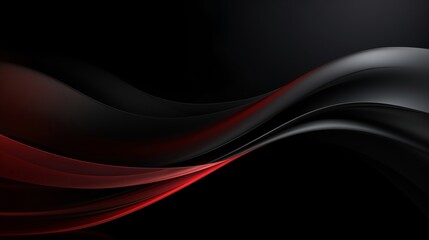 Abstract black background wallpaper with red wavy lines. Realistic 3d wallpaper 