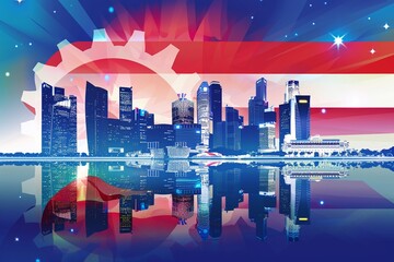 Vector illustration of Singapore's independence day, State singapore national day, Graphic for design element.