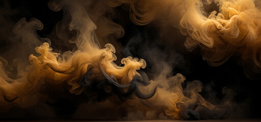 Abstract golden smoke on black background