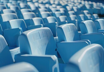 Fototapeta premium blue seats in an outdoor stadium, empty blue seats