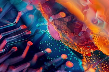 Abstract background with colorful particles