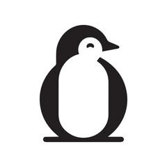 Minimalist penguin logo on a white background