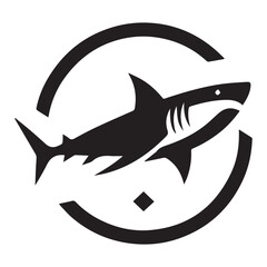 Minimalist shark logo on a white background