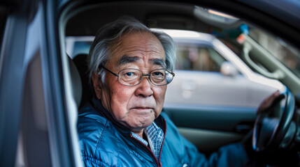 アジア人の高齢ドライバー