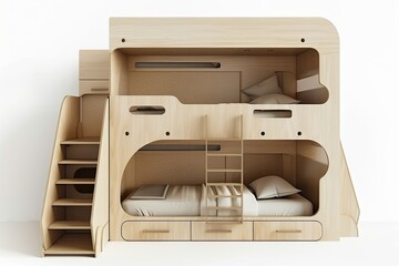 Elegant Bunk bed For Kid Room Isolated on white background