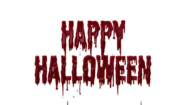 Happy halloween realistic dripping bold text animation 4K video
