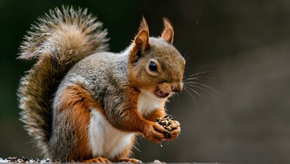 Fototapeta premium Close-up of squirrel eating food