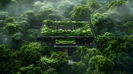 Harmonious Fusion of Nature and Advanced Medical Facility in a Lush,Verdant Greenhouse-like Environment