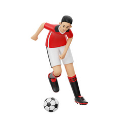 3D Character Male Soccer Player Controlling The Ball